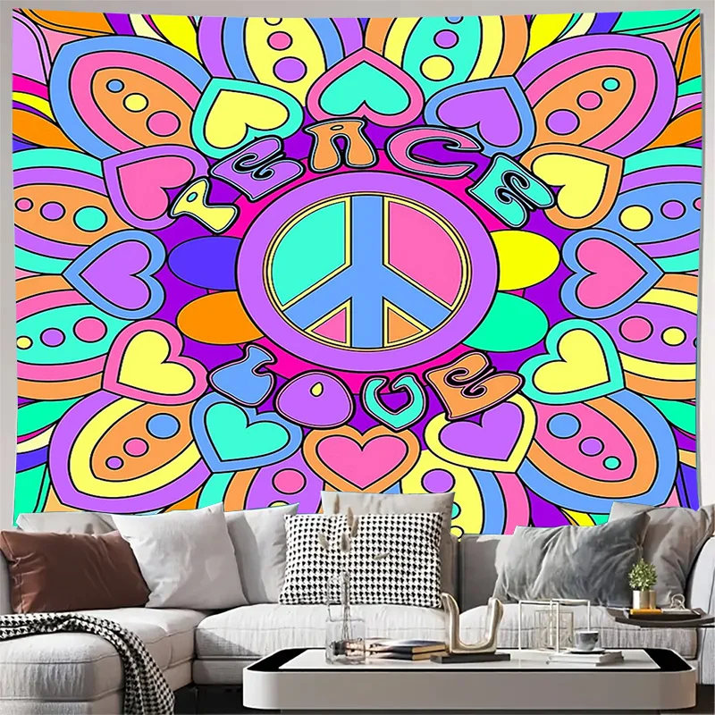 

Настенный гобелен в стиле бохо, психоделический домашний декор, комната в стиле хиппи, эстетический триповый настенный гобелен, фестиваль, декор в общежитии, красочное настенное искусство Abstra
