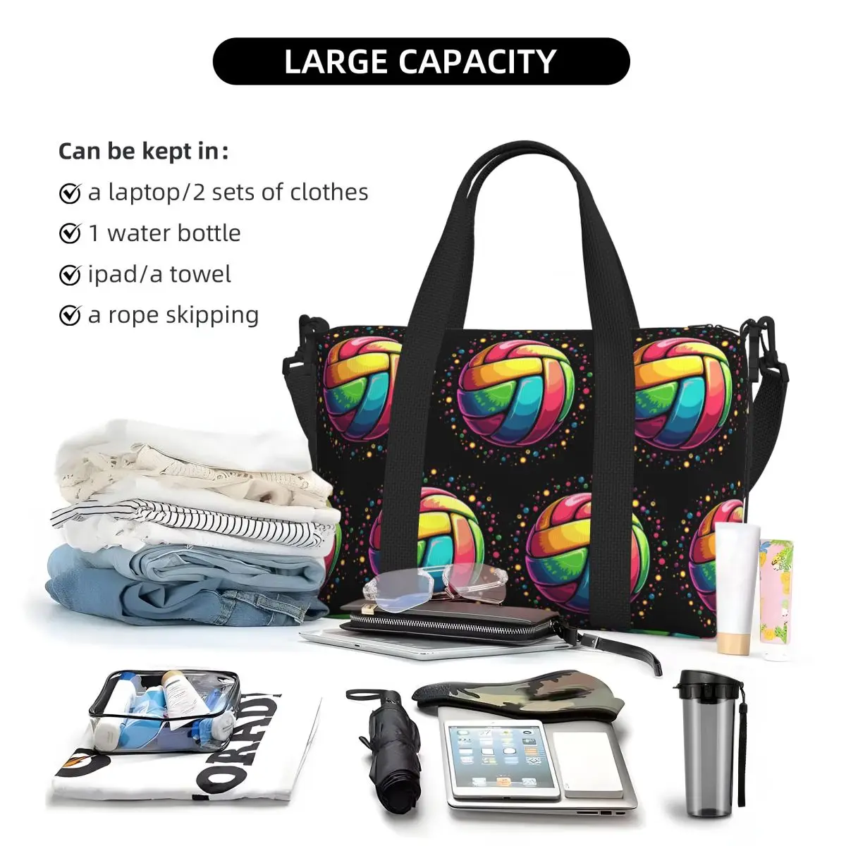 حقيبة سفر على الشاطئ على شكل كرة طائرة، حقائب حمل ذات سعة كبيرة لصالة الألعاب الرياضية للنساء، حقيبة كتف واق من المطر للتسوق