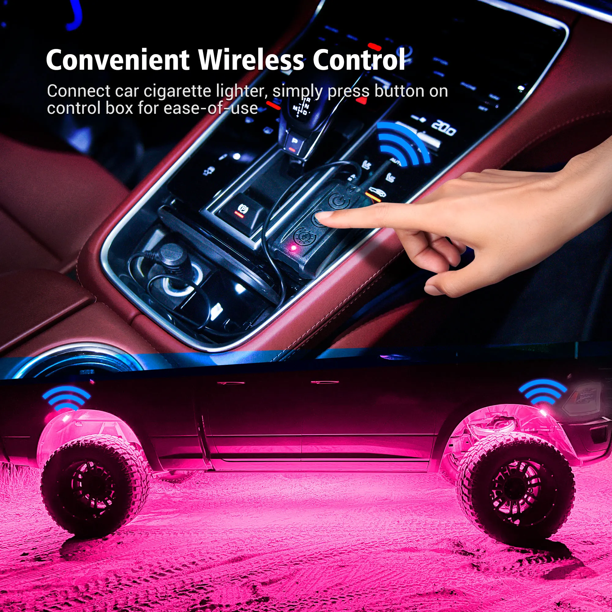 MICTUNING C3 RGBW LED Rock Light With Wireless  APP & Wireless Control,8 Pods Multicolor Neon Underglow Lights For Car Truck UTV