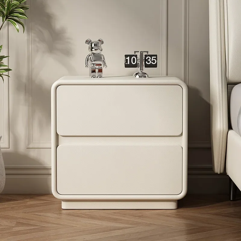 

Cream wind minimalist light luxury all solid wood bedside table