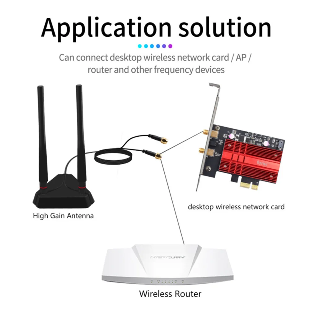 WiFi Antenna RP-SMA Male Connector Dual Band 2.4GHz 5GHz For AX210 AX200 PCI-E WiFi Network Card Adapter Wireless Router Desktop