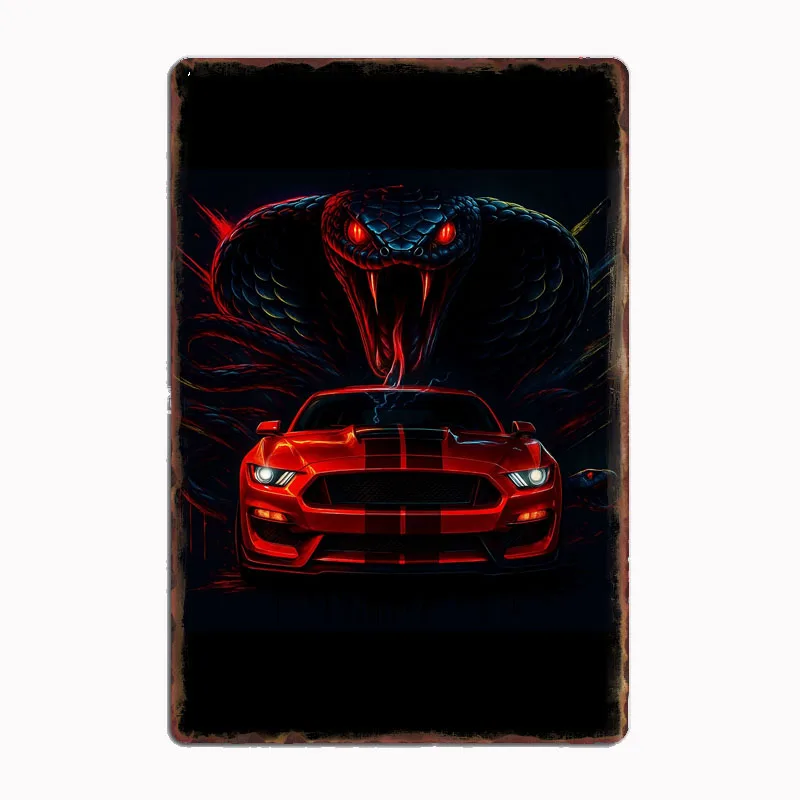 

Spirit of The GT Mustang Race Car Racer Retro Metal Sign Poster Garage Indoor Room Decor Club Tin Home Wall Decor