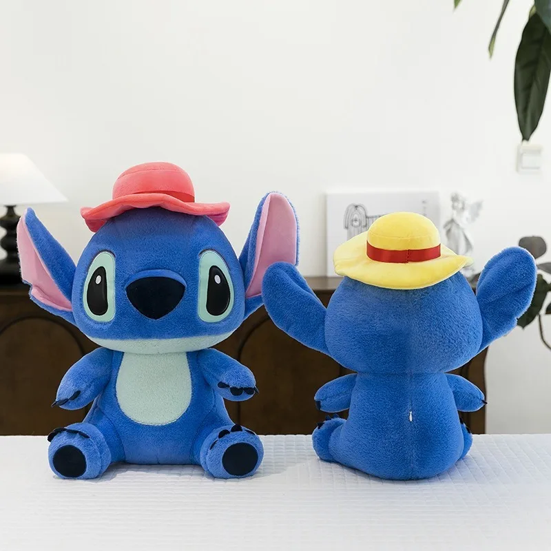 Disney Kawaii Stich Peluche Grande Punto Bambola con Cappello Riempito di Peluche Regalo di Compleanno per Bambini Carino Amigurumi
