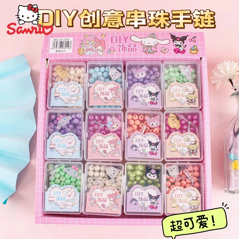 

24pcs New Sanrio Beaded Diy Bracelet Cartoon Cute Handmade String Children's Cute Bracelet Children's Gift