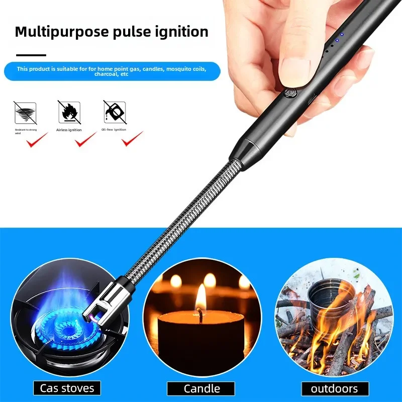 360 Degree Rotating Hose Ignition Gun Usb Charging Pulse Lighter Cross Border Hot Kitchen Travel Candle Ignition Gun New