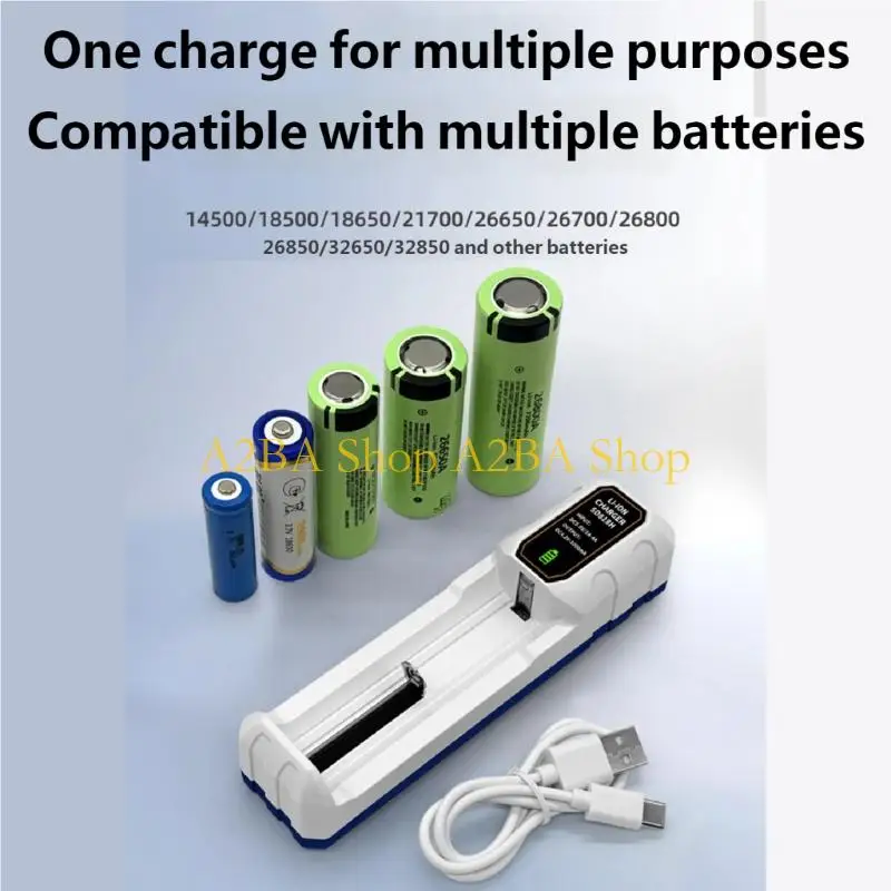 A2BA Portable Type C Charging Box Single Slot Design for 26700/26800/26850/32650