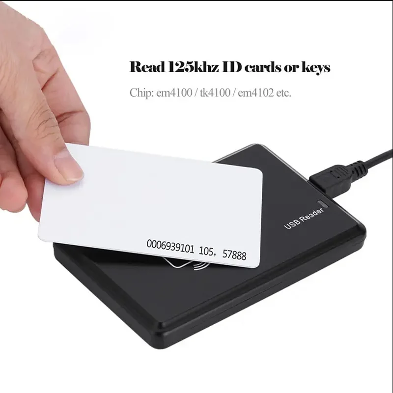 เครื่องอ่าน RFID EM4100พอร์ต USB TK4100 125Hz ID 13.56MHz การ์ด IC ความไวต่อการสัมผัสสมาร์ทการ์ดรองรับระบบหน้าต่างลินุกซ์