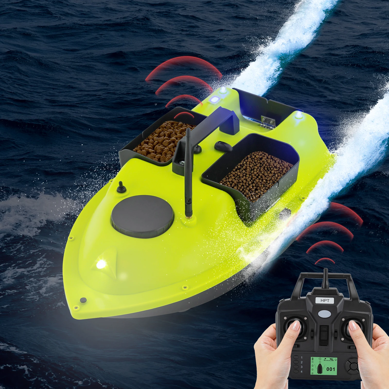 Tragbares Angelköderboot mit Fernbedienung GPS-Signal 2 X 5200 mAh Li-Ionen-Akkus Angelköderboot – Detail 4
