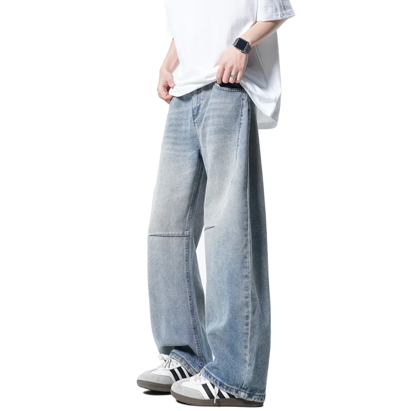 

New Fashion Men's Jeans All Season Breathable Cotton Blend Loose Fit Vintage Pants Comfortable Simple Versatile Casual Trousers