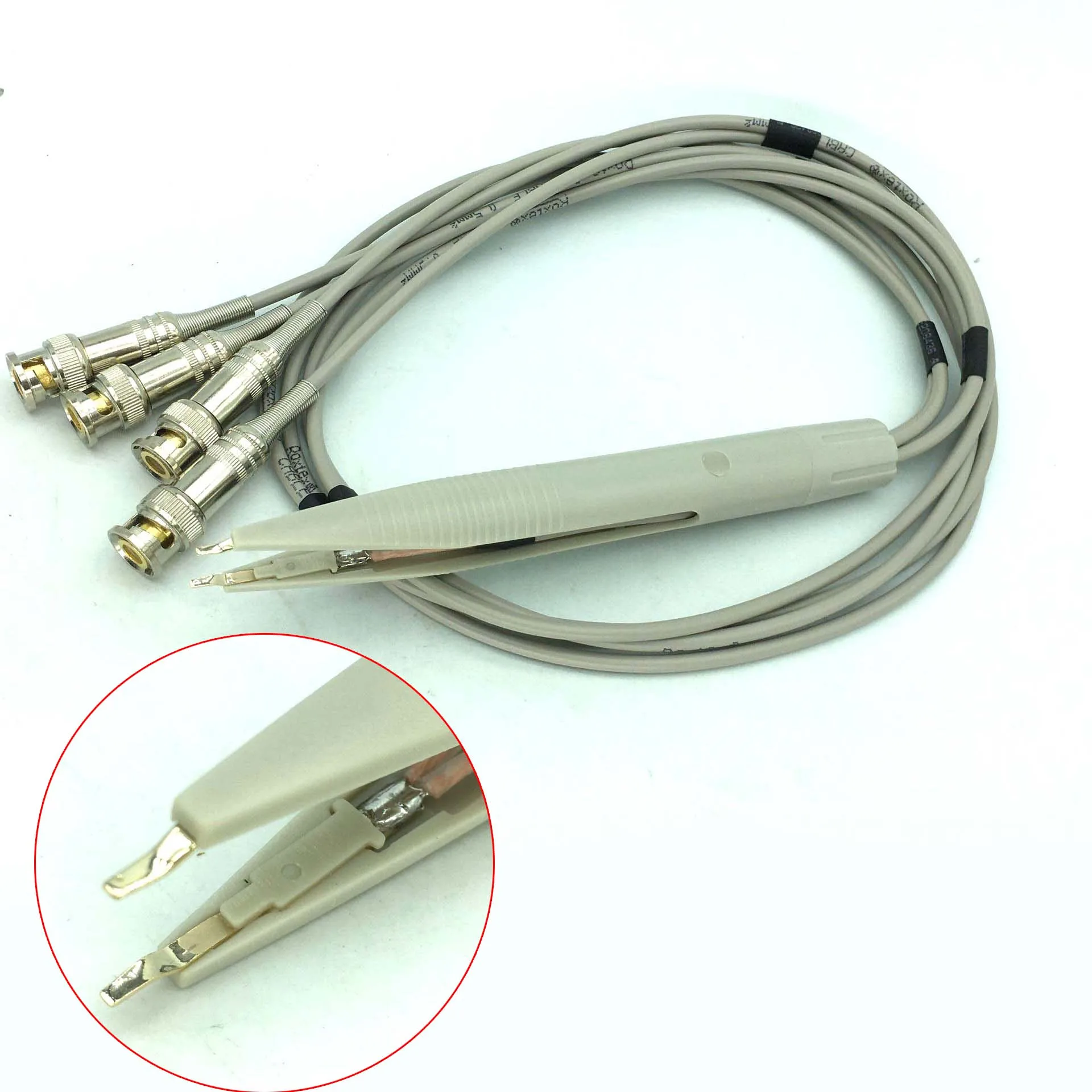 50 Ohms Universal SMD bridge test Clip cable / LCR SMD Tweezer wire / Terminal Test Line 4 BNC for ESR LCR Meter Inductance