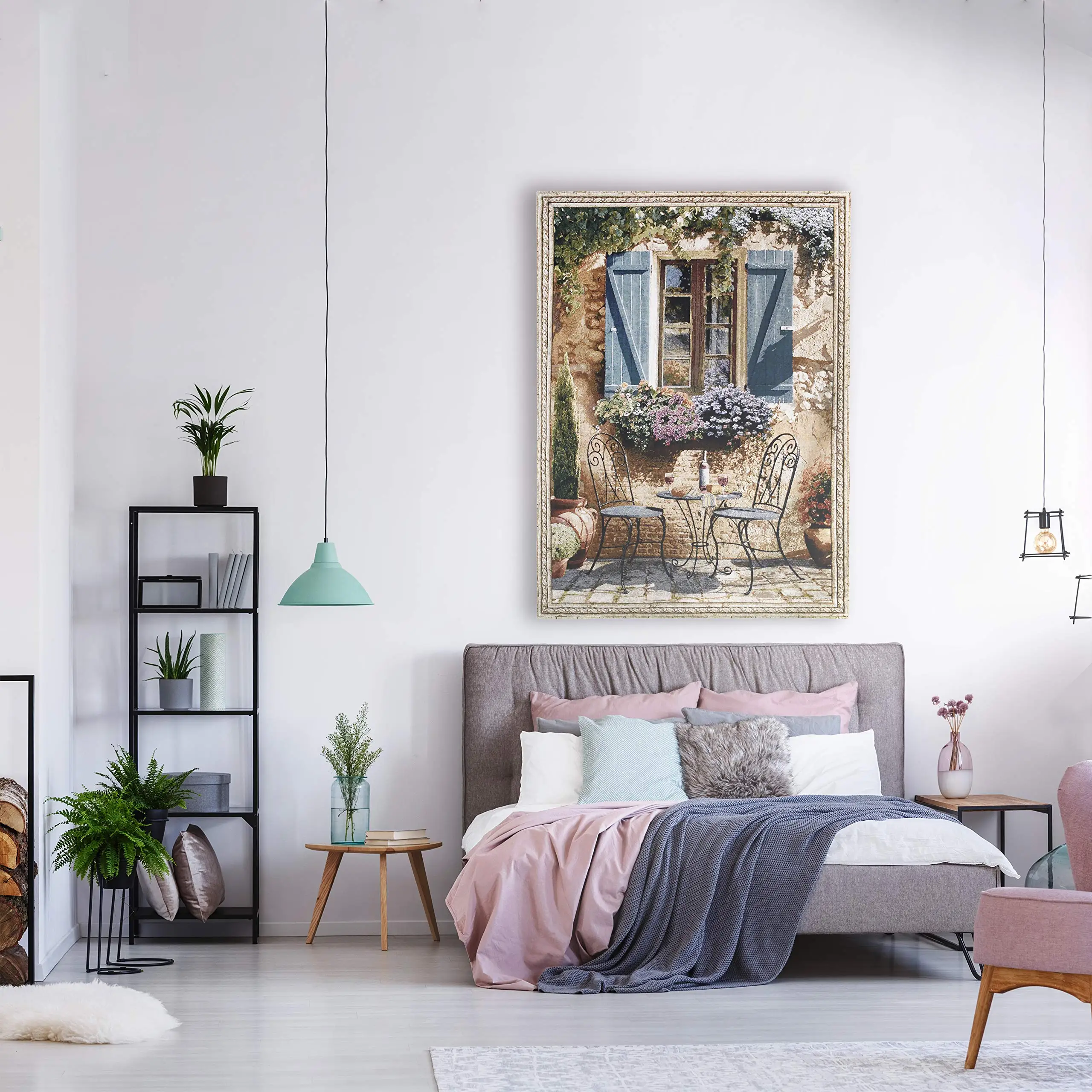 Ambiance by Bob Pejman | Woven Tapestry Wall Art Hanging | Colorful Tuscan Villa Decorative Floral Patio Artwork | 100%