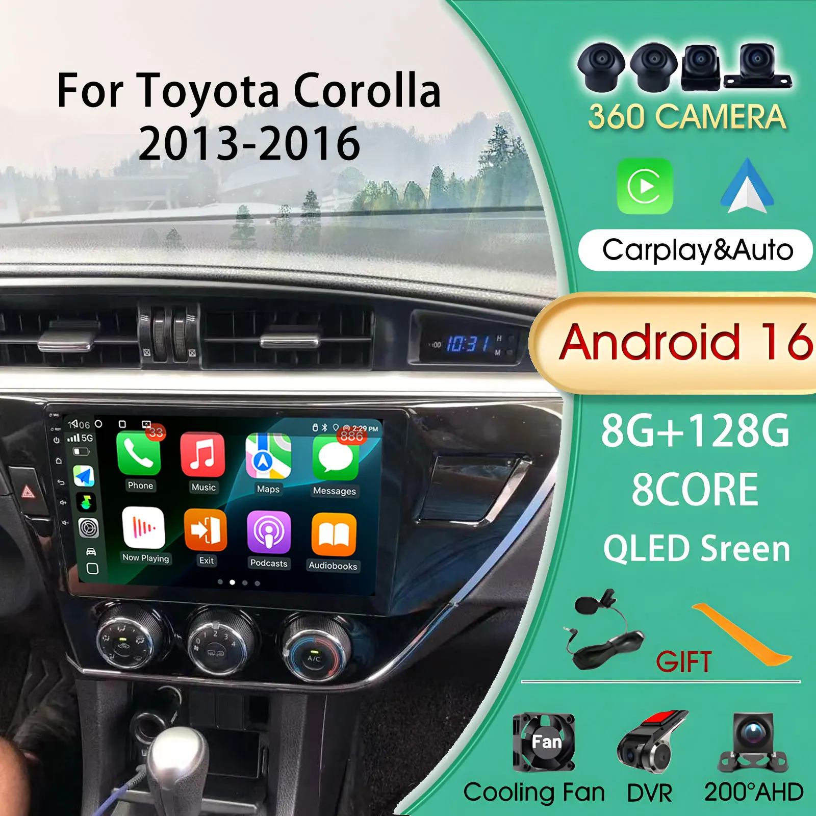 

Autoradio Android 13 For Toyota Corolla 2013-2016 Car Stereo Multimedia Automotive Carplay Android Auto Wireless Android wifi