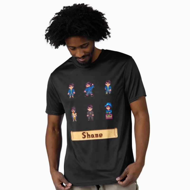 

Stardew Valley Sprites - Shane Funny Anime Gift t shirt Cartoon Video game Retro pixel Graphic Tee Y2K clothes Large size Tops