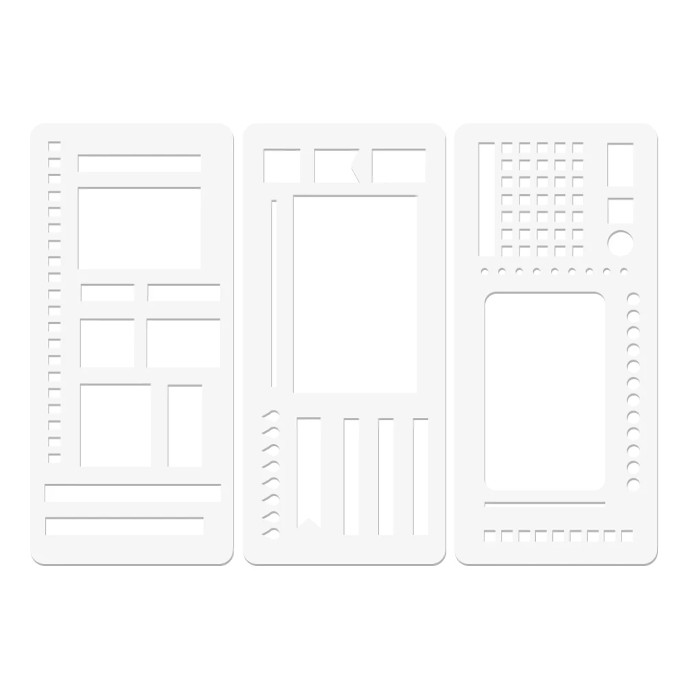 

3-Pack Stencils Drafting Tools with Dot Grid Handmade Stencil Set Reusable Drawing Checklist Stencils for Journaling Checklists