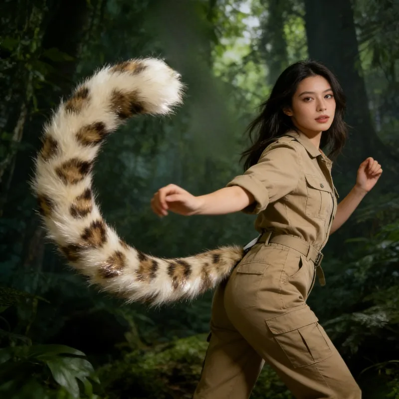 

Реалистичный и дикий хвост леопарда/бобката для косплея, ролевых игр и прямых трансляций