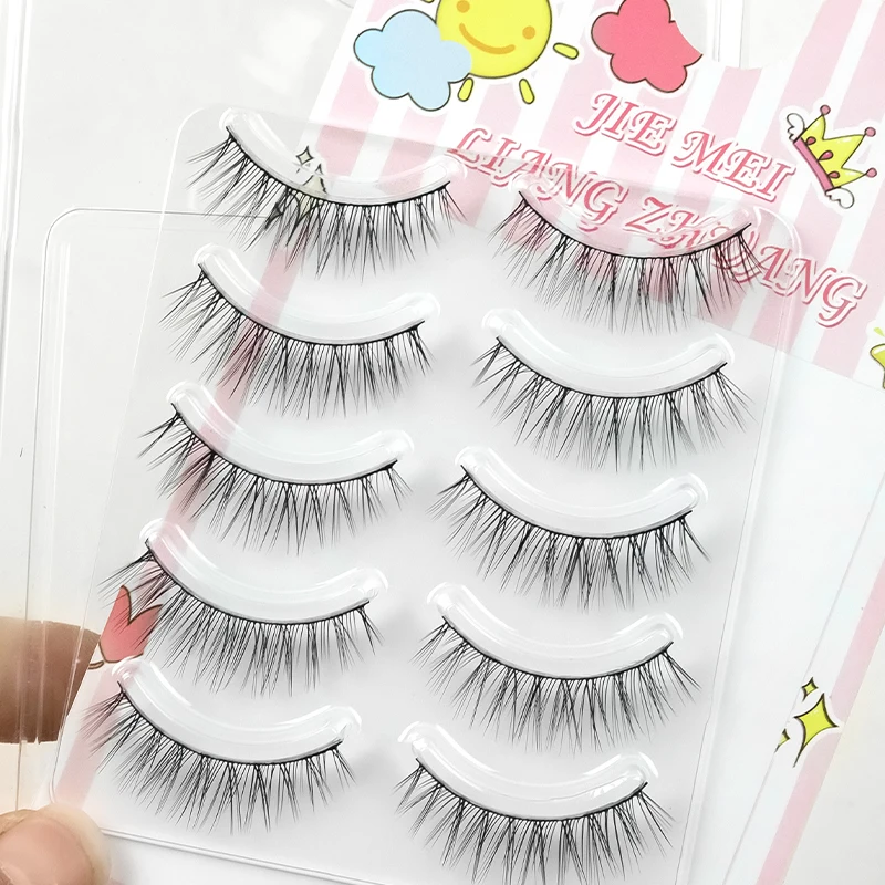 New 5 Pairs Manga Lashes Reusable False Eyelashes Soft Natural Fluffy Makeup Tools Extension Fake Lashes Wispy Faux Mink Lashes