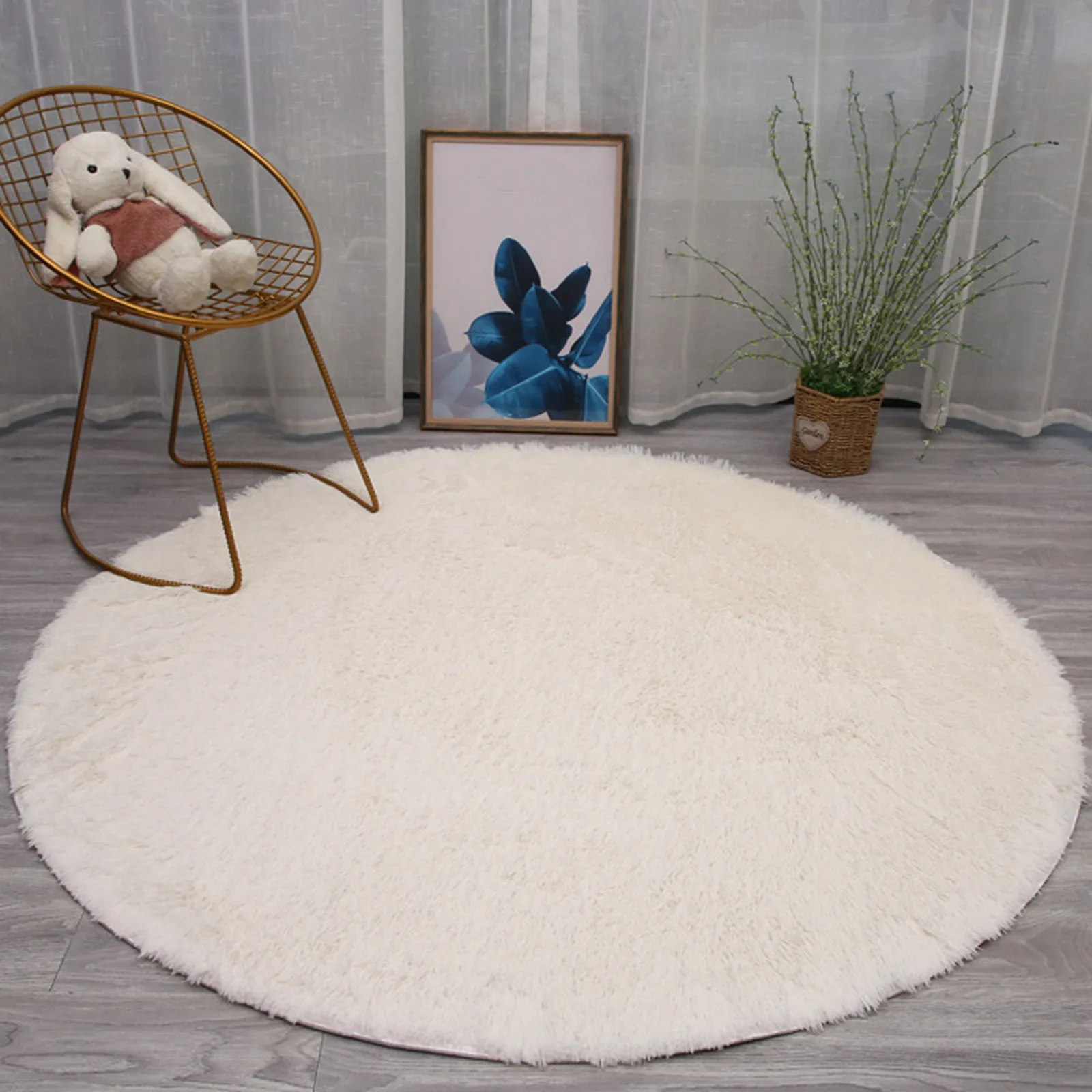 Faux Sheepskin Shaggy Rug - Non-Slip Wool-Like Bedroom Carpet for Cozy Floor Decor (Plush, Easy-Clean Home Mat)