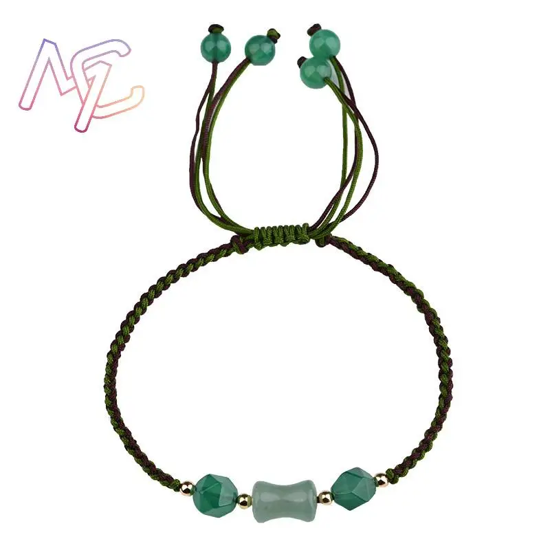 الأخضر الطبيعي حبات اليشم أساور هدايا الموضة للنساء الإسورة مجوهرات حقيقية منحوتة الأحجار الكريمة خمر مصمم الملحقات #6