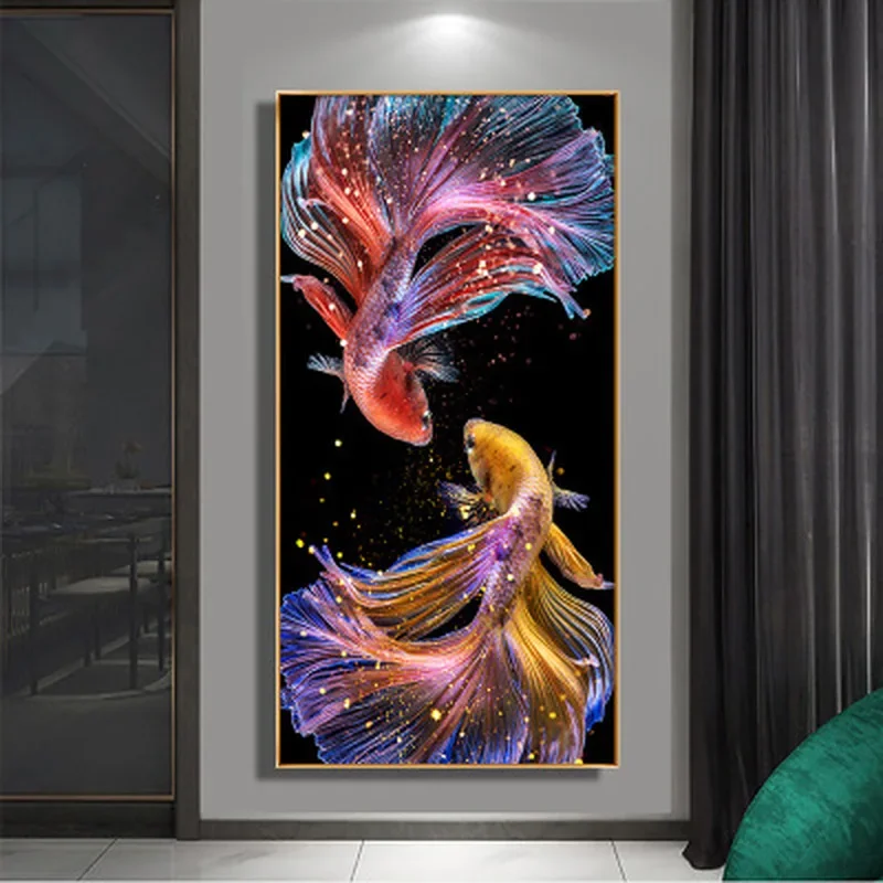 

DIY full Diamond Embroidery,Round Diamond New koi fish Living room decoration rhinestone beads Diamond painting