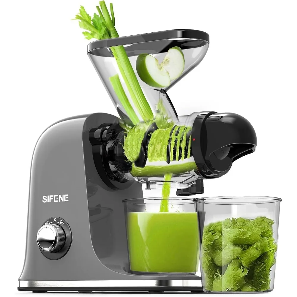 

Compact Slow Masticating Juicer Machine, Easy to Clean, Grey - Efficient Cold Press Technology for Fresh Juice
