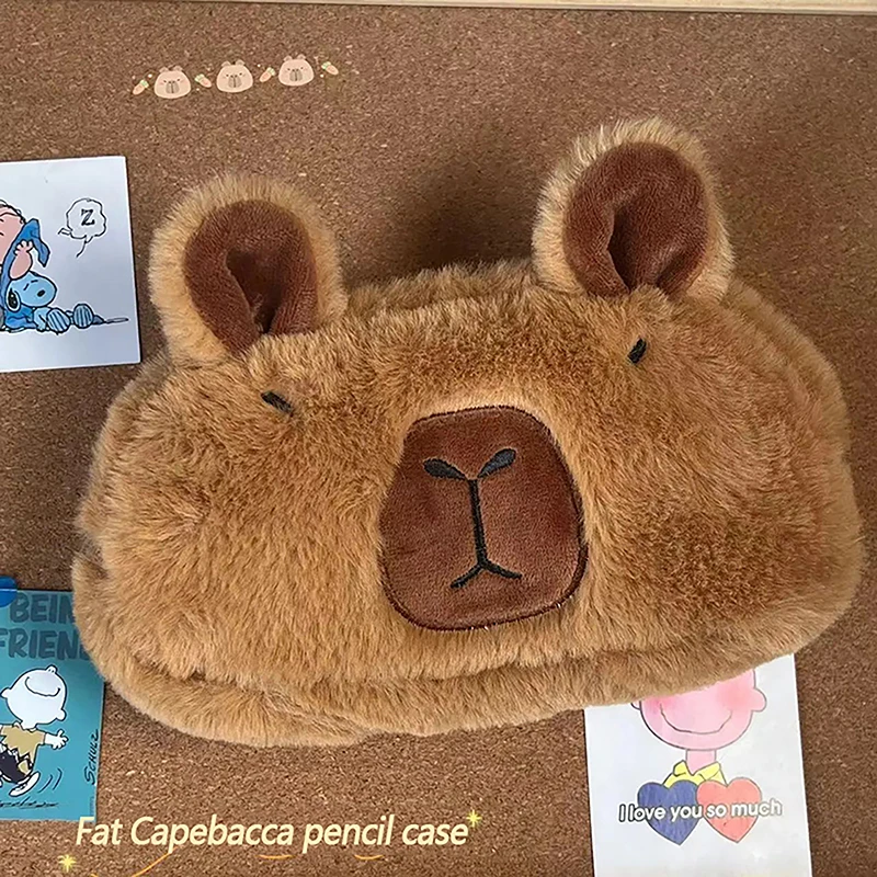 Cute Kawaii Large Capacity Capybara Pen Bag Funny Cartoon Fashion Capybara Plush Pencil Pouch School Supplies Birthday Gifts