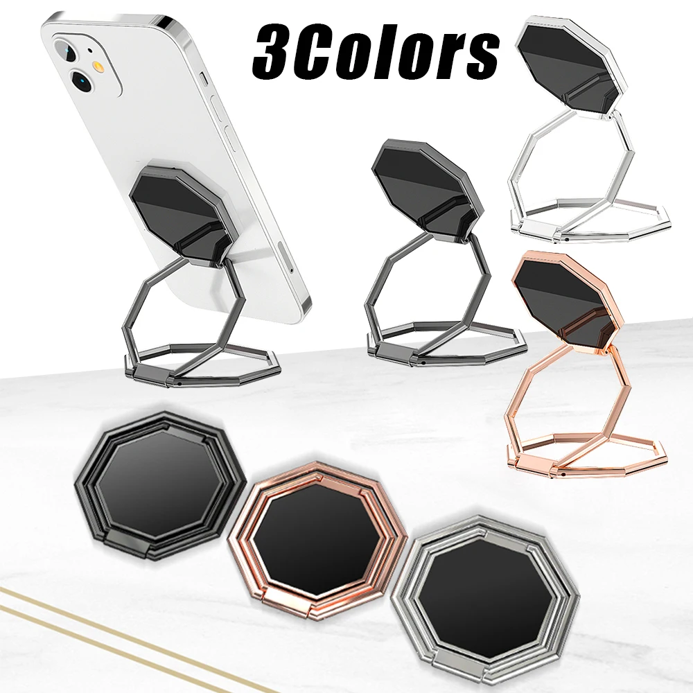 Phone Ring Holder Metal Finger Kickstand Rotation Magnetic Car Mount Grip Foldable Desktop Stand Ultra Thin Smartphone Bracket