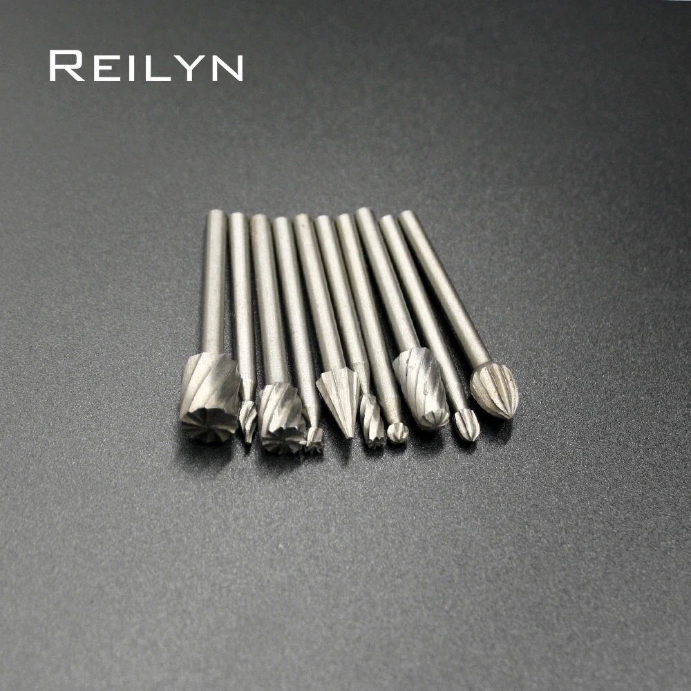 10pcs Woodworking Milling Cutter Woodworking Tungsten Carbide Burs Drill Bits Rotary File Set for Dremel/Rotary Tool