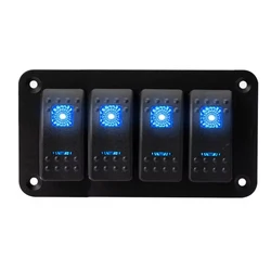 DaierTek 4 Gang Rocker Switch Panel Toggle Switches Dash 5 Pin ON/Off 2 LED Backlit for Boat Car Marine