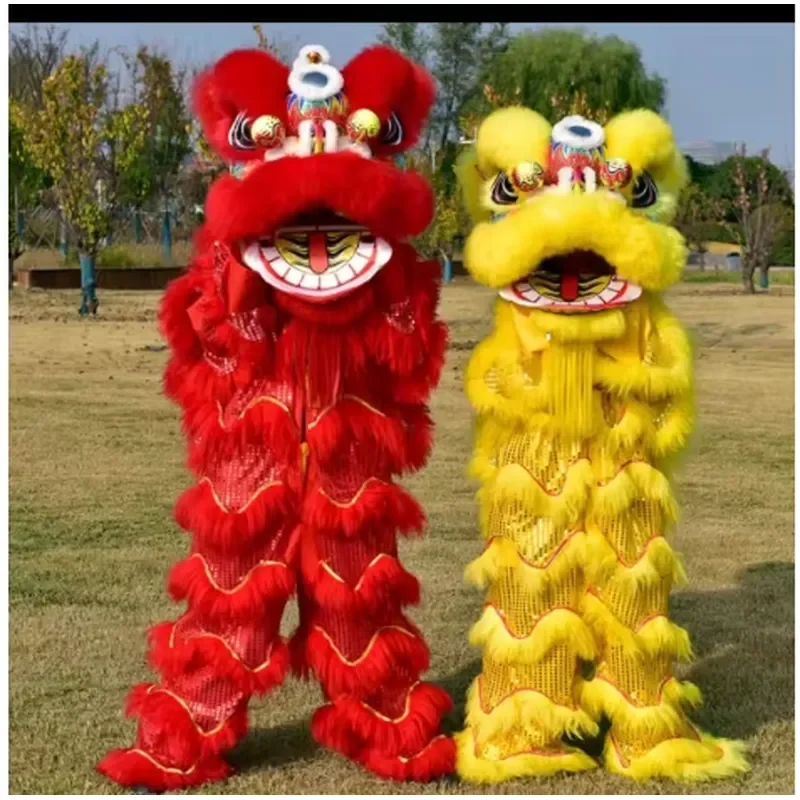 Red Southern Lion Dance Costume Traditional Headgear Modern Performance Suit for Festival Celebration Competition Stage Show