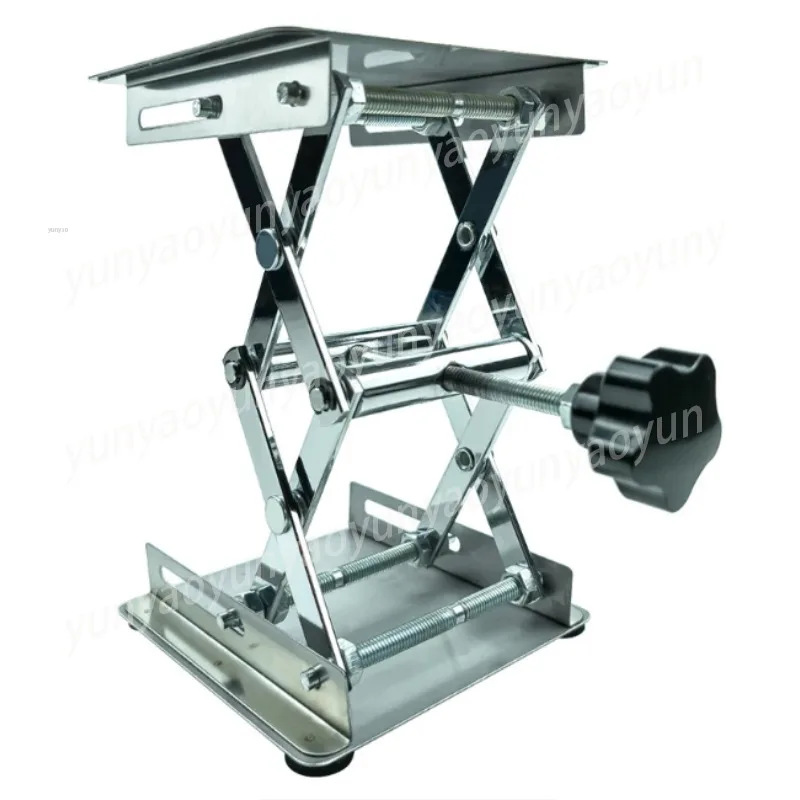 150x150mm Stainless Steel Scissor Lift Table, Manual Adjustable Lab Desktop Lift Stand for Equipment