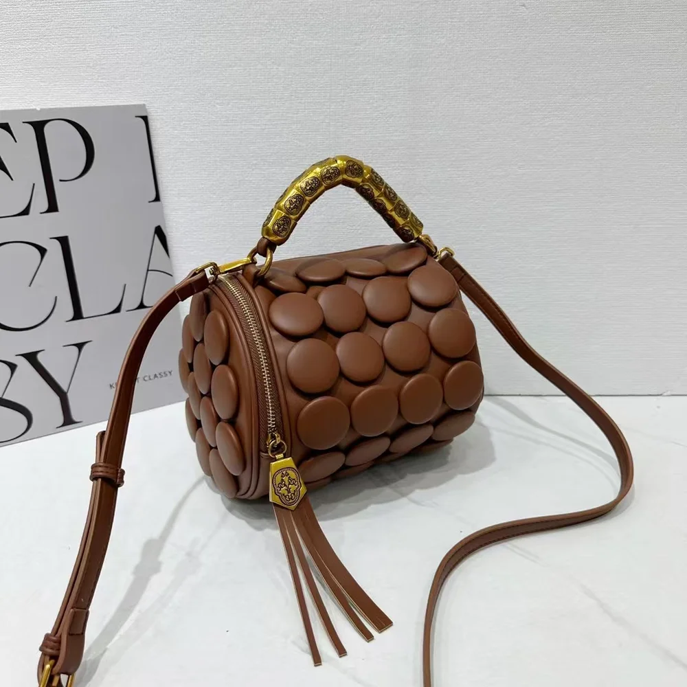 

Bucket bag 2025 new European and American retro casual fashion single shoulder crossbody cylindrical bag trend