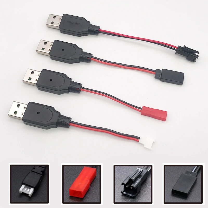 كابل شحن USB ببطارية ليثيوم بقوة 3.7 فولت مع منفذ USB إلى مقبس JST/SM/Futaba لطائرة بدون طيار RC قطعة نموذجية