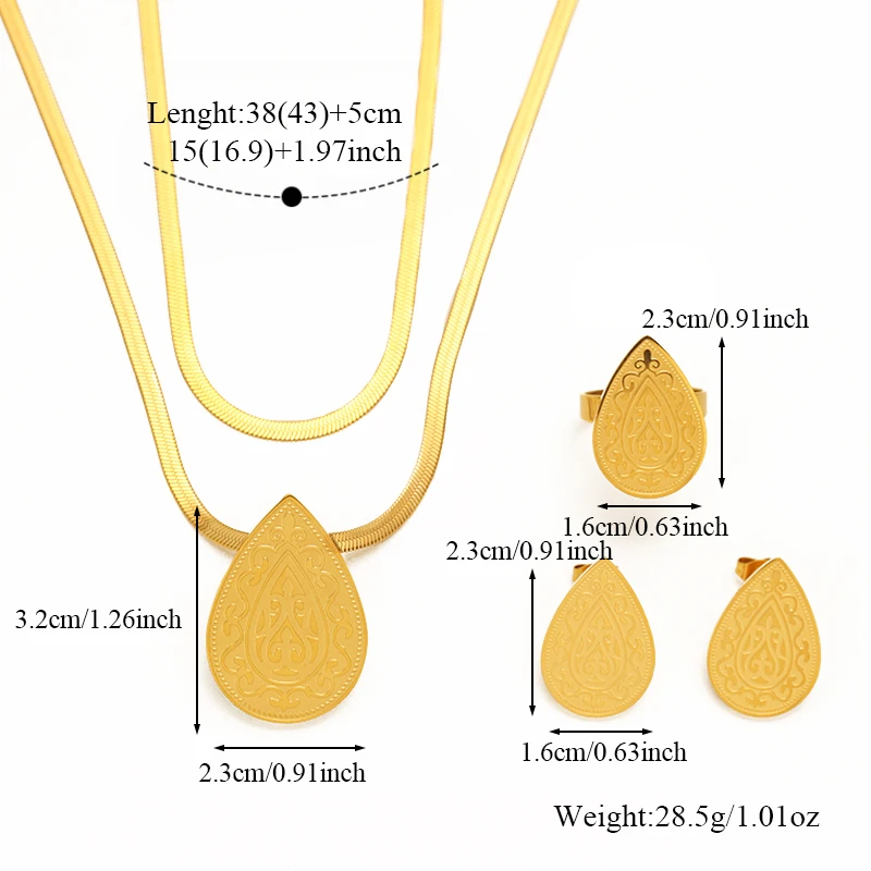 EILIECK 316L Edelstahl Halskette Armband Ohrringe Ring Set Trendiger Kristall Zirkon Perle Wasserdichter Schmuck für Frauen Mädchen – Detail 7