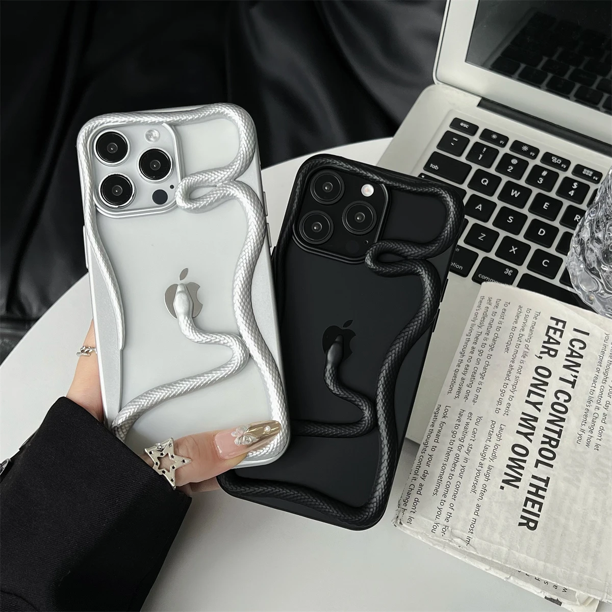 Chic Hollow Plating 3D Snake Phone Bumper Case For iPhone 17 Air 16 15 14 13 12 11 Pro Max Plus Cooling Frame Soft Silicon Cover