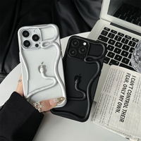 Chic Hollow Plating 3D Snake Phone Bumper Case For iPhone 16 15 14 13 12 11 Pro Max Creative Cooling Frame Soft Silocone Cover