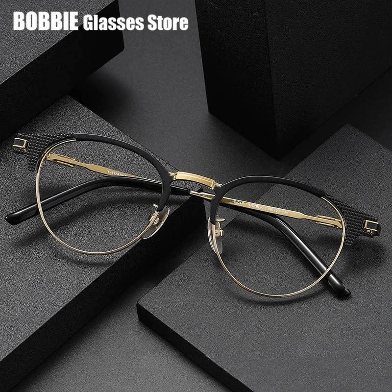 

Japanese Handmade Designer Pure Titanium Glasses Frame Men Vintage Round Ultralight Myopia Eyeglasses Prescription Eyewear S-01T