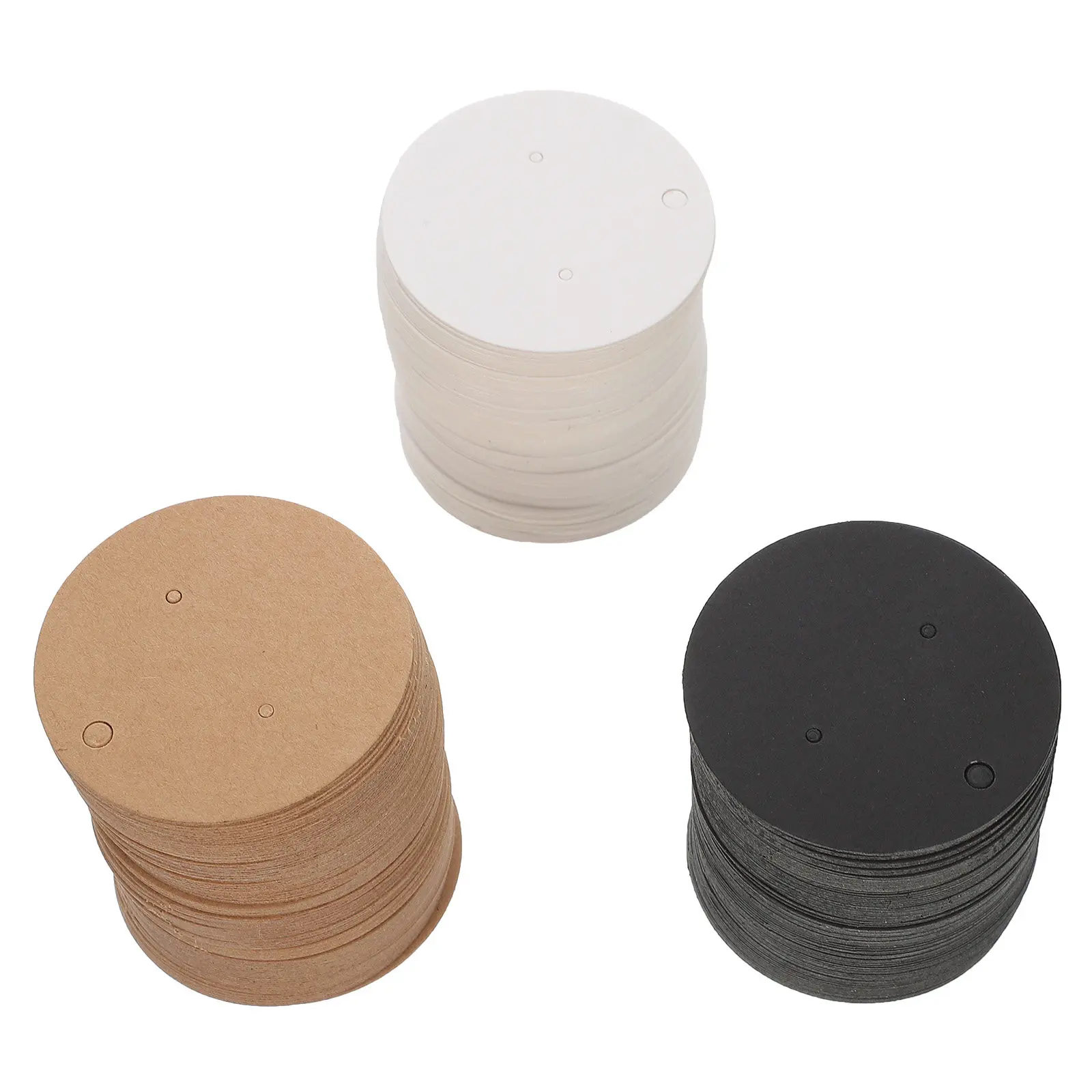 

300Pcs Earring Display Cards Paper Cardboard Round Holder Simple Elegant Jewelry Store Display Tags Hanging Hole Organizer