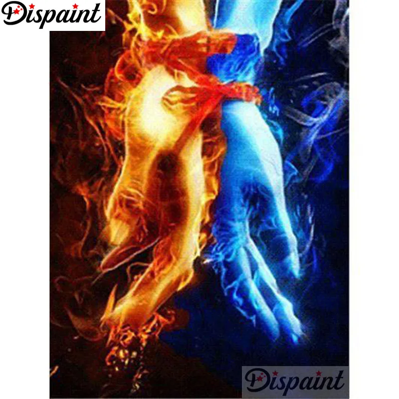 

Dispaint полная квадратная/круглая дрель 5D DIY алмазная живопись "Водный огонь рука" 3D вышивка крестиком домашний декор подарок A21330