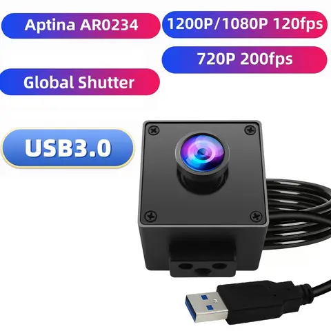 ELP 1200P 120fps Global Shutter USB3.0 Camera Color 1/2.6 AR0234 High Speed 1080P 120fps Lightburn Camera for Sports