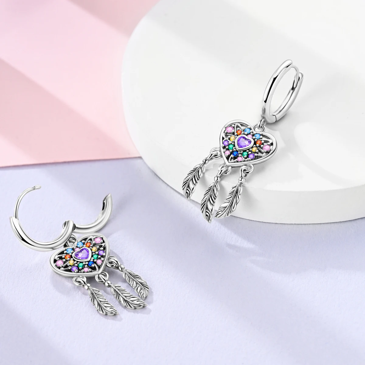 Original 925 Silver Star Moon Clover Butterfly Zircon Earrings Hoop Making Jewelry Wedding Gifts For Women Female Girls