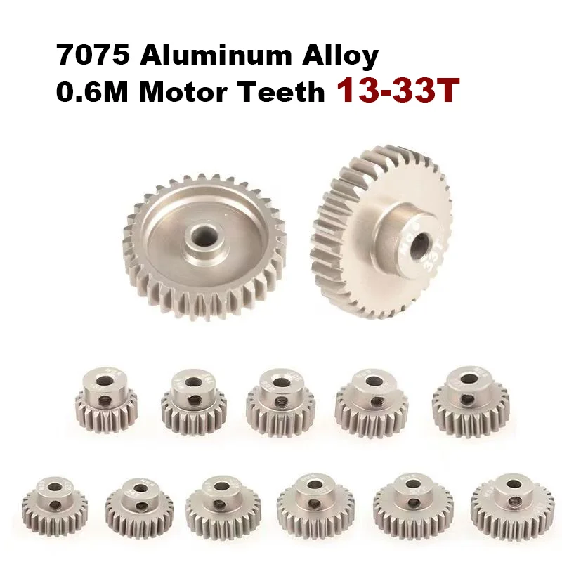 13T-33T 7075 Aluminum Harden RC 0.6M 3.17mm Shaft Motor Gear Teeth High Speed Refit Upgrade HSP 94111 94107 94123 RC Motor Gear