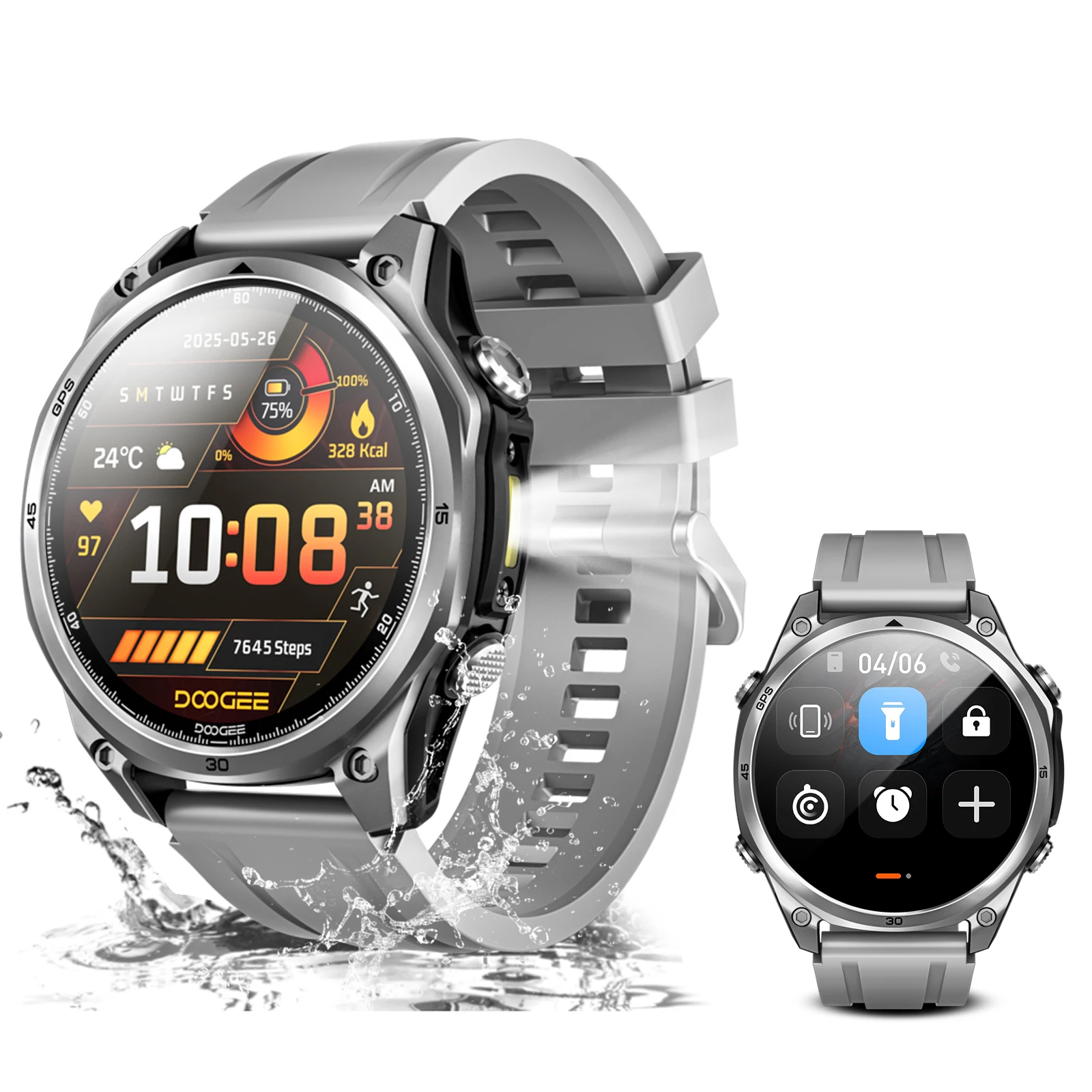 Montre connectée DOOGEE Anywise W1 étanche, écran AMOLED 1,43'', GPS, suivi de mouvement, fréquence cardiaque, détection de SpO2, appels Bluetooth