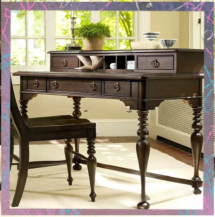 

Y American oak simple fashion retro white solid wood desk study desk