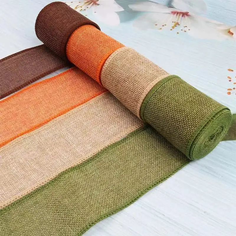 3 Meters/Wide 60mm Color Linen Corded Ribbon Roll Christmas Gift Gift Wrapping Decoration Wedding Party Diy Handmade Linen Roll