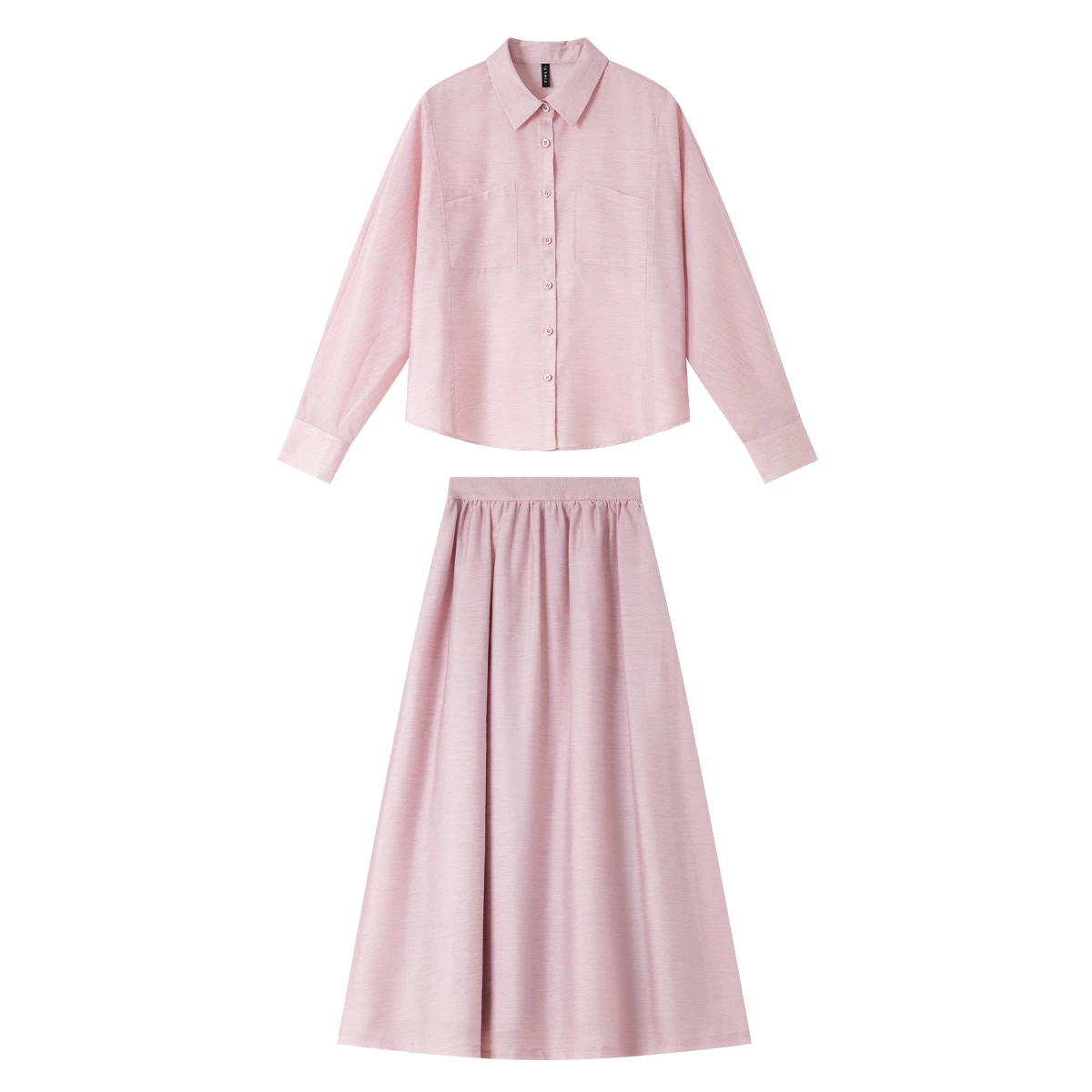 VIMLY Women's Lyocell Blend Skirt Suit Woman Outfits 2025 Autumn Loose Shirt High Waist Long Skirts Two Piece Skirt Sets M9063