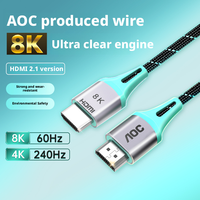 Aoc 8k Hdmi Cable 2.1 48Gbps High Speed Hdmi Braided Cord-4k 240hz 8k 60hz Hdr High Definition For Compatible Laptop/Projector
