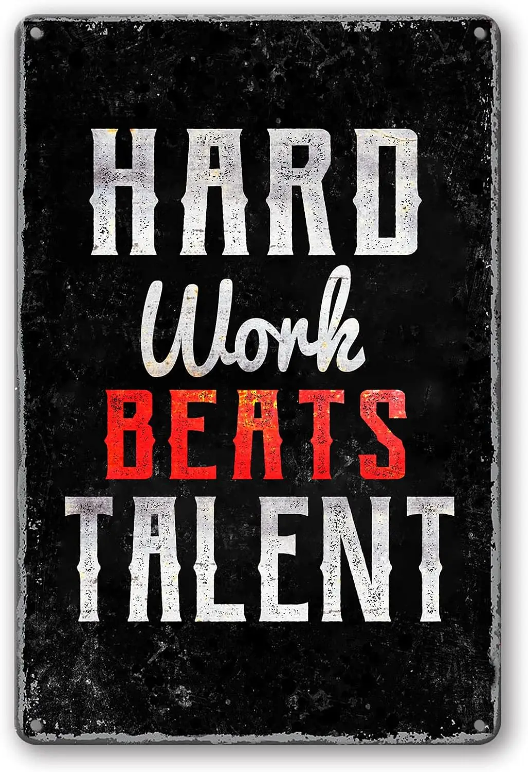 Gym Sign Metal Tin Signs Poster Hard Work Talent Inspirational Quotes Wall Art Motivation Motivational Vintage Fitness  Inch