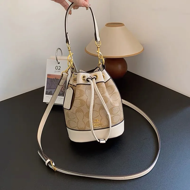 

Bag for women 2024 new vintage drawstring bucket bag, stylish shoulder bag, high-end trendy makeup bag, travel bag