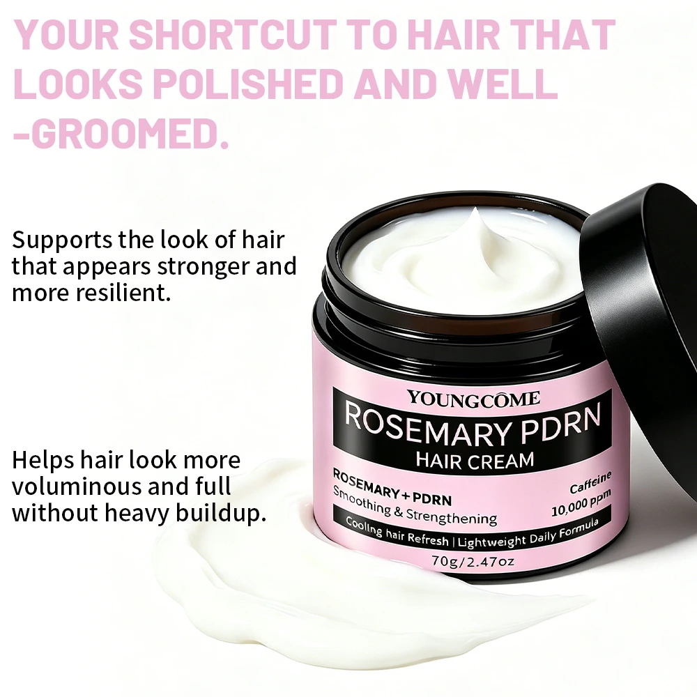 Hair Cream | Rosemary PDRN Hair Cream with Caffeine, Smoothing & Strengthening, Cooling Refresh Lightweight Daily Formula