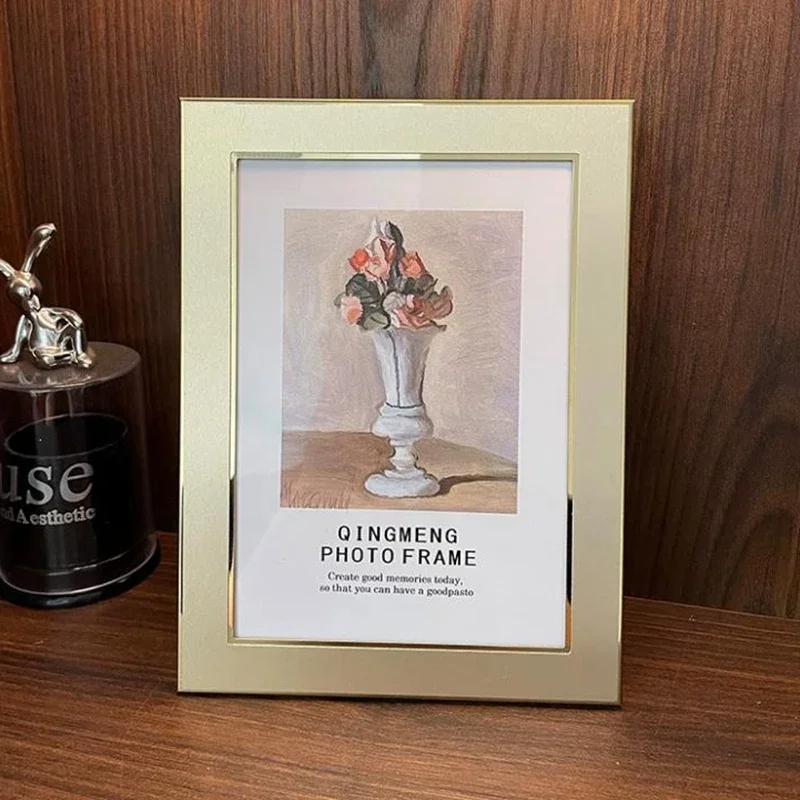 6/7/8/10 inches fashion golden metal picture frames photo frame stand for room decoration